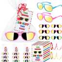 Copkim 30 Set End of Year Student Gifts from Teacher, Kids Neon Sunglasses Bulk Cards Packaging Bags 2 Ribbons for Classroom Prizes Student Graduation Gifts