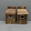 Dreyoo 2 Pack Cedar Bluebird Box Houses for Outside, 1-1/2 Entrance Hole Wooden Bird Houses with Metal Predator Guard, Secure Latch, Fledgling Grooves, Air Vents for Bluebird Wren Swallow Finch