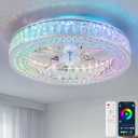 RGB Crystal Fandelier Ceiling Fan with Lights Dimmable LED Chandelier Fan, Medium