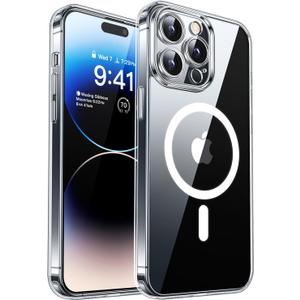 CANSHN Magnetic Compatible with iPhone 14 Pro Max Case, Upgraded [Full Camera Protection] [Compatible with Magsafe] Non-Yellowing Shockproof Protective Bumper Phone Case 6.7 inch - Clear
