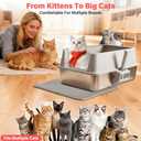 Stainless Steel Litter Box, XL Metal Litter Box with High Sides Lid, Extra Large Cat Litter Boxes for Big Cats, Anti-Urine Leakage, Non-Sticky, Easy Cleaning, Include Mat & Scoop