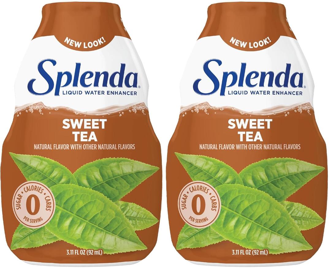 SPLENDA Liquid Water Enhancer Drops, Sugar Free, Zero Calorie, Natural Flavor, Concentrated Drink Mix, 3.11 Fl Oz Each Bottle (Sweet Tea, 2 Pack)