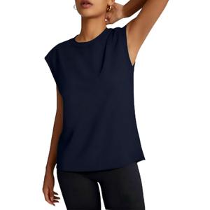Women's Moisture Wicking Athletic Shirts - Tennis & Pickleball Tops, Quick Dry Gym Workout Exercise Tee with Cap Sleeve, Large