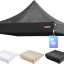 10x10 Canopy Replacement Top for Pop Up Canopy Tent - 4 Drainage Holes10x10ft Canopy top Suitable for Most of The Standard Canopy(top only, Black)
