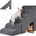 6 Step Dog Stairs&Steps 29 Inches Tall Up to 29-32 Inches High Bed, Dog Ramp Cat Stairs Pet Ladder for Small Medium Dogs, Doggie, Old Cats, Kitty, Grey