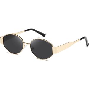 kimorn Retro Oval Sunglasses for Women Men Trendy Sun Glasses Classic Shades UV400 Protection K1653 (Gold/Black)