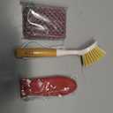 2 Pack Dish Brushes with Bamboo Handle, Kitchen Dish Scrubber Built-in Scraper, Scrub Brush for Pans, Pots, Counter & Kitchen Sink Cleaning, Dishwashing and Cleaning, Perfect Cleaning Tools, Gray