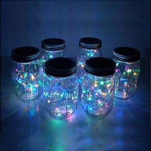 Decorman Solar Mason Jar Lid Lights, 6 Pack 20 LED Waterproof String Fairy Star Firefly Jar Lids Lights for Patio Garden Yard Lawn Party Wedding Christmas Decoration(Jars & Hangers Not Included) (4 Color)
