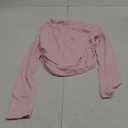 Women's Sexy Off Shoulder Long Sleeve Tops Slim Fit Asymmetrical Neck Crop Tops Ruched Going Out T Shirt 2024 Trendy (Medium, Pink)