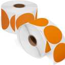 Spartan Industrial - 2" Circle Fluorescent Orange Direct Thermal Labels (1500 Count, 2 Rolls) - 2 Inch Color Thermal Labels for Logos, Packaging, Branding - Compatible with Zebra and Rollo Printers