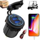 10L0L Golf Cart Dual USB Charger/USB Port/Quick Charge 3.0 USB Outlet Universal fit EZGO Club Car and Yamaha, Also fit Motorcycle,ATV,Boat etc.12V-24V Input