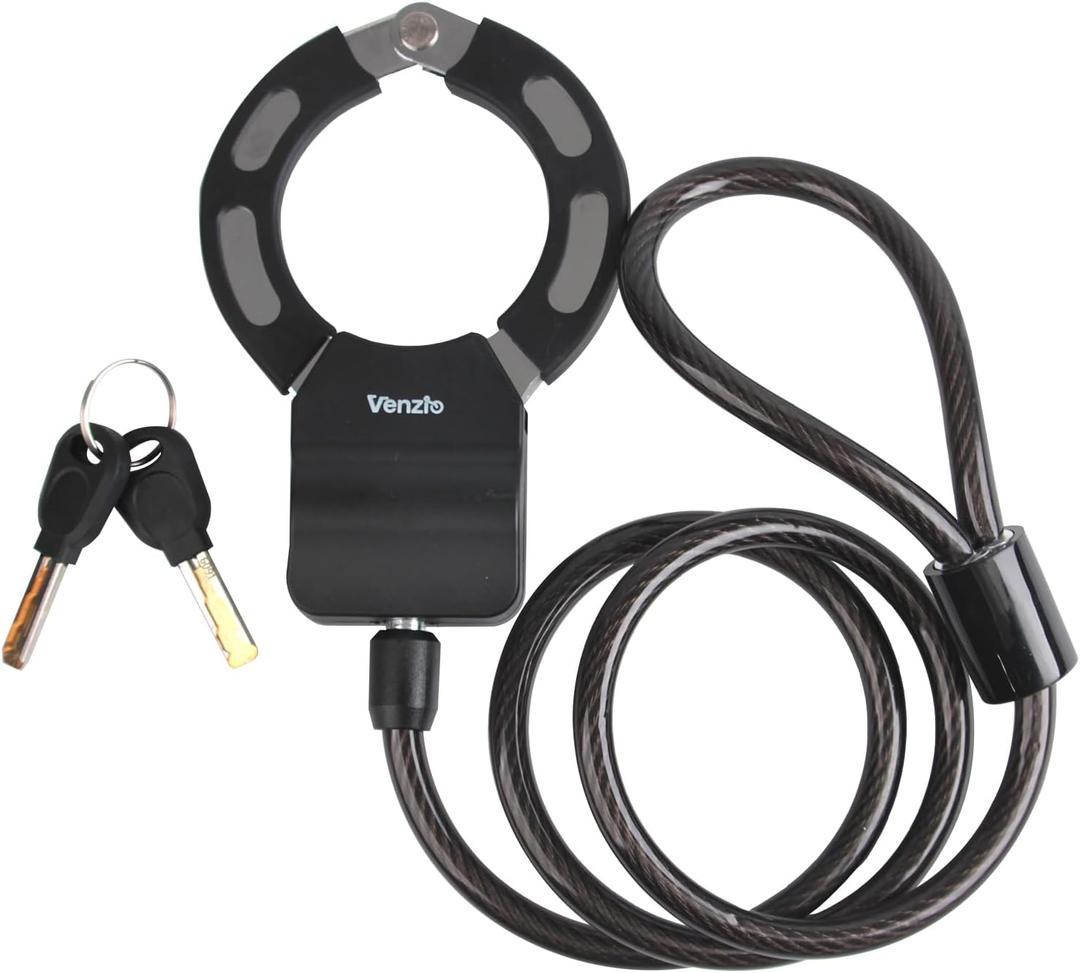 Venzio Electric Scooter Lock with 2.62FT x 8mm (0.31inch) Q235 Steel, Heavy Duty Anti-Theft Bike Lock and Keys, Portable Cable Lock for Scooter, Bicycle, E-Bike, Motorcycle, Gate, Fence, Toolbox