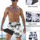 Goodstoworld Men's Funny Swim Trunks with Compression Liner 2 in 1 Quick-Dry 9" Stretch Shorts with Three Pockets (L)
