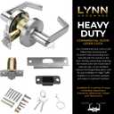 LYNN HARDWARE - ENTRANCE WITH CLUTCH Commercial Door Lock - Heavy-Duty Designer Handles for Doors - Durable Grade 2 Indoor Locks for Doors - Cylindrical Door Handle Lock - ADA Compliant - Satin Chrome