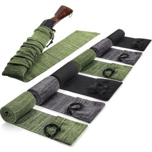 Sumind 6 Pieces Silicone Gun Case Anti Rust Silicone Rifle Sleeve Fabric Waterproof Rifle Sock Knit Firearms Socks Drawstring Closure for Tactical Accessories (Green, Black, Dark Gray)