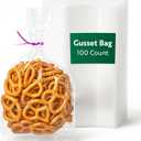 Restaurantware Bag Tek 4 x 2.3 x 8 Inch Gusset Bags 100 Heat Sealable Candy Bags - Food Safe Package Popcorn or Cookies Clear Plastic Treat Bags For Party Favors Snacks or Baked Goods
