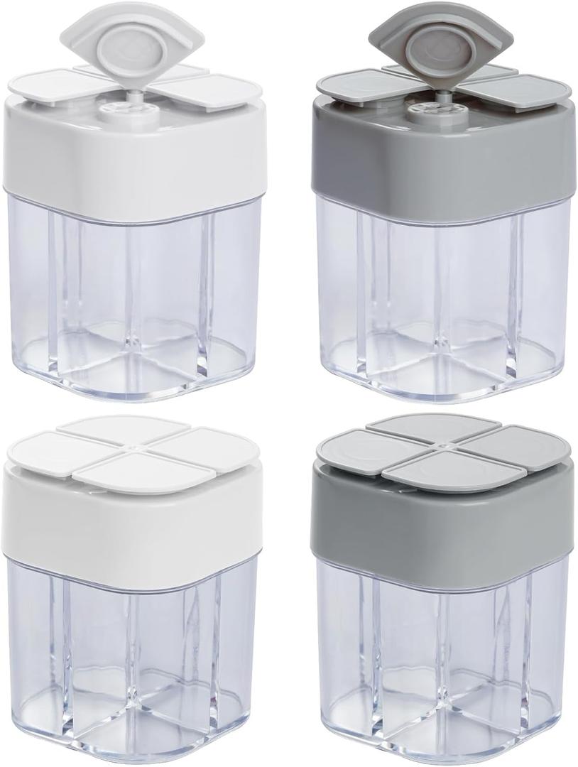 4 Pack 4 in 1 Salt and Pepper Shaker Travel Spice Container Camping Seasoning Shaker RV Condiment Jars with Lid Camping Spice Kit for Home Restaurant Travel RV Cooking BBQ