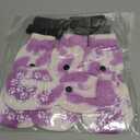 EXPAWLORER Anti Slip Dog Socks to Prevent Licking Paws, Dog Shoes for Hot Pavement, Dog Booties for Small Medium Large Senior Dogs, Traction Control Boots & Paw Protectors for Hardwood Floors, Large, 4 Count, Purple and White