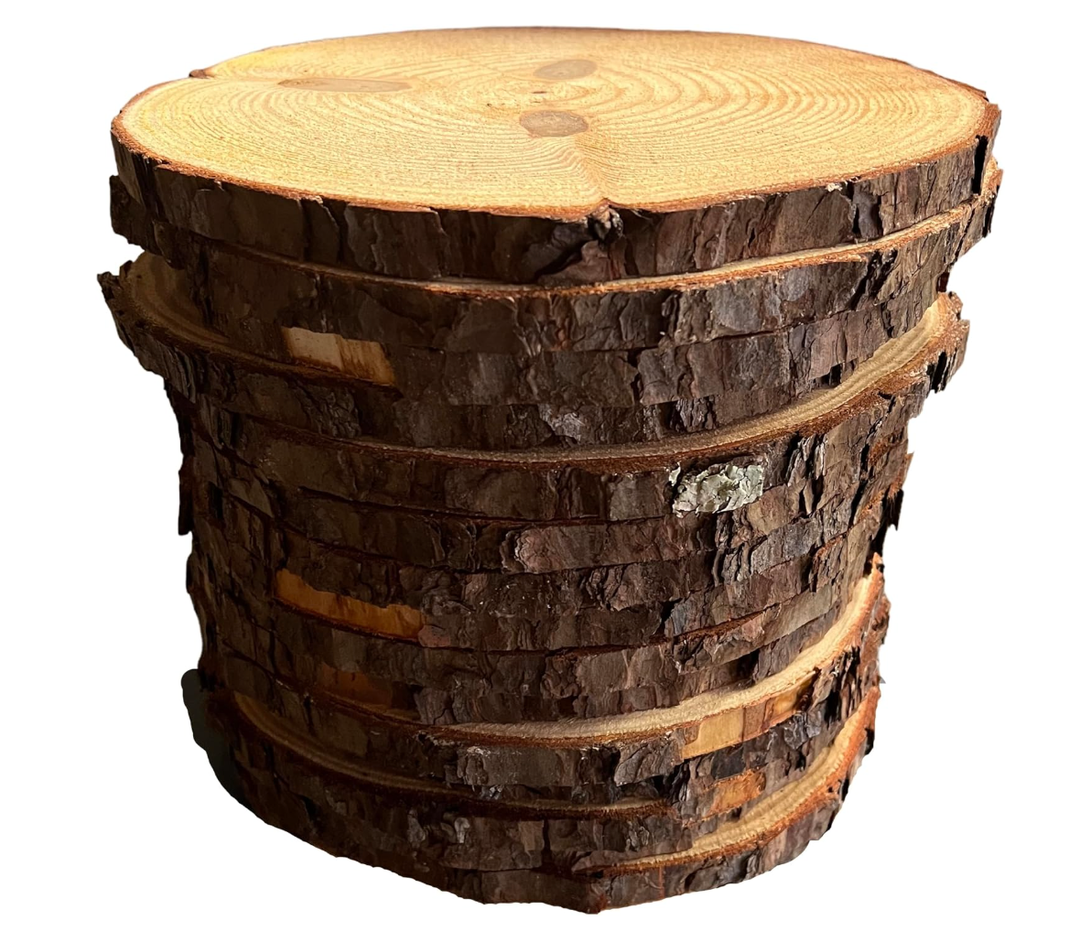 Rustic Wood Slices Set of (11) 7-8 inch Natural Wood Rounds, Woodland Decor, Shower and Event Decor (11)
