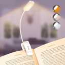 Gritin 9 LED Rechargeable Book Light for Reading in Bed -Eye Caring 3 Color Temperatures,Stepless Dimming Brightness,80 Hrs Runtime Small Lightweight Clip On Book Reading Light for Studying-White