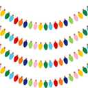 Boao 4 Pcs Felt Christmas Garland Colorful Felt Light Bulb Ball Garland Christmas Decorations Rainbow Xmas Lights Hanging Decor for Home Tree Wall Door Holiday Party