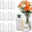 24 Pcs Plastic Cylinder Vases for Centerpieces, Clear Tall
