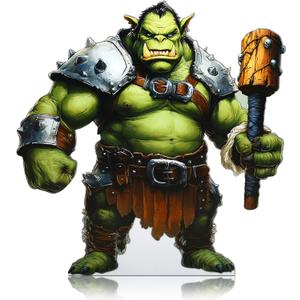 Amyhill 3.7 ft Orc Warrior Cardboard Cutout Life Size Stand up Halloween Angry Evil Green Ogre Backdrop Photo Props Standup for Fantasy Themed Halloween Party Decoration
