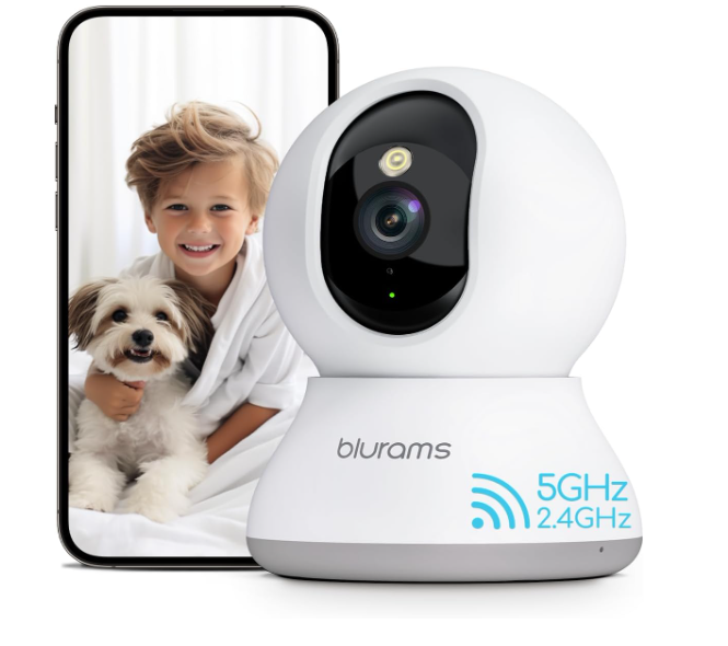 blurams 5G Camera for Home Security, 2K Pet Camera with Phone App, 360 PTZ Indoor Camera w/Dual-Band WiFi6, Free Human/Motion/Sound Detection, 2-Way Talk, Night Vision, Compatible with Alexa