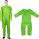 Adults Green Monster Onesie Fancy Furry Santa Jumpsuit Christmas Halloween Cosplay Dress Up Costume for Men Women, Green, Medium