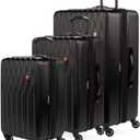 SwissGear 8018 Expandable Luggage Set, 3-Piece Hardside Luggage Set with Spinner Wheels (Black)