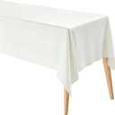 M METERXITY Rectangle Tablecloth, 55 x 87 Inch Thickened Waterproof Polyester Table Cloth for Banquets/Buffet/Parties/Wedding, Anti-Wrinkle Washable Decorative Table Cover [Beige White]