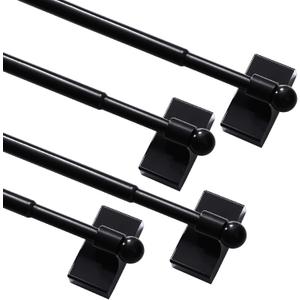 Turquoize 4 Pack Magnetic Curtain Rods for Metal Doors 1/2" Multi-Use Versatile Adjustable Appliance Magnetic Rod Extends from 16 inch to 28 inch Magnetic Cafe Curtain Rod, Black,4 Pack