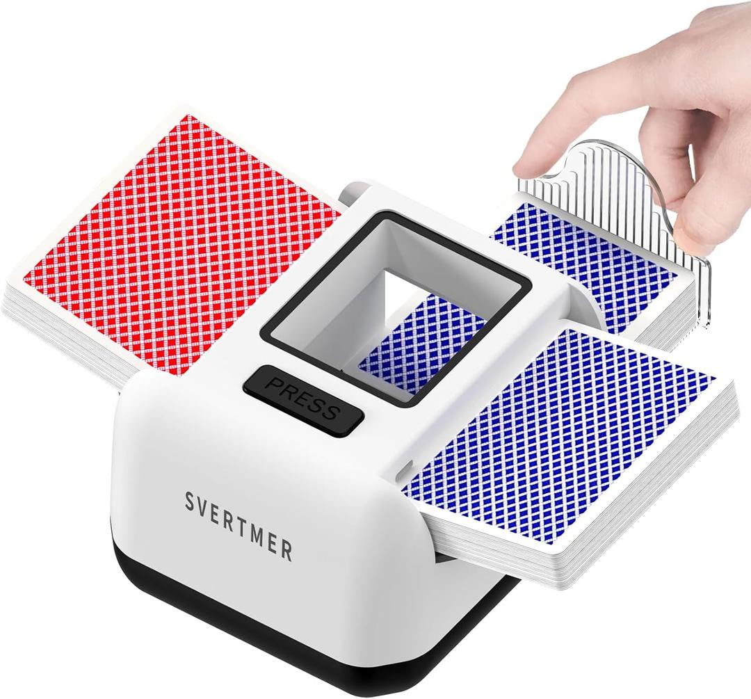 Automatic Card Shuffler|1-2 Deck Electric Card Shuffle Machine|Portable Rechargeable Batteries of Poker,Blackjack,Uno,Skip-Bo,Phase 10 More Playing Shuffler for Home Game,Travel