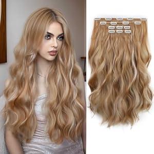 Invisible Wavy Clip in Hair Extensions Clip ins XIXISNOW 22 Inch Long Synthetic Fiber Curled Clips on Hairpieces for Women 4PCS Heat Resistant Extension Ash Medium Brown mix Beige Blonde for Daily Use : Beauty & Personal Care