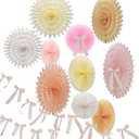 Pink and Cream Paper Fans Party Decorations Pack 2