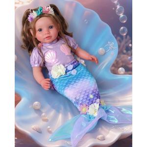 BABESIDE 20 Inch Reborn Baby Dolls Mermaid Girl, Realistic Soft Body Newborn Baby Doll with Shiny Mermaid Tail & Accessories, Mermaid Toy Gift for Kids Age 3+ Girls Birthday Christmas