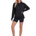 LYANER Women's Hoodies Side Slit Long Sleeve Thumb Hole Casual Loose Sweatshirts Black X-Large