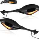 LKV Motorcycle Rear View Mirrors with Turn Signals LED Compatible with Honda CBR250R CBR300R CBR500R CBR600RR CBR600 F4 F4I CBR1000RR Rear Mirror Replacement (Black)