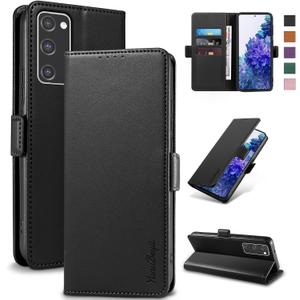 Wallet Flip Case for Samsung Galaxy S20 FE 5G - [RFID Blocking] Luxury PU Leather Card Holder Magnetic Phone Cover with Kickstand,Shockproof Protective Case,Black