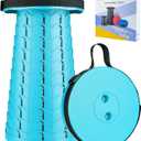 Boreeman Upgraded Folding Stool Lightweight Yet More Sturdy with Load Capacity 400lbs Portable Collapsible Stool for Camping Fishing Hiking BBQ (Light Blue)
