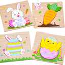 4 Pack Easter Wooden Puzzles for Kids Toddler Easter Basket Stuffers Toys Gifts Party Favor Boys Girls Classroom Exchange Toys