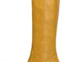 Knee High Boots Women Square Toe Chunky Block Long Boots Low Heel Tall Boots (8, Banana)