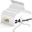 Quality Hangers 24 Pack Clear Plastic Hangers with Super Easy 360 Degree Swivel Hook  Shirt Hangers with Precision Notches for Secure Hanging  Slim Crystal Coat Hangers  17 Inches (24, 17")
