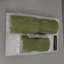 Olive Green Ribbed Flameless Pillar Candles with Remote, LED Candles Battery Operated Flickering Real Wax Set of 2