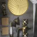 Homevacious Antique Brass Outdoor Shower Kit Exposed Shower 8 Inch High Pressure Rain Shower Head with Hand Spray Bathroom Shower Faucet System Double Knobs Cross Handle 3-function Design