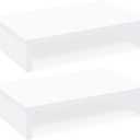 TEAMIX White Monitor Stand Riser - 2 Pack, Wood 2 Tier Adjustable Dual Monitor Riser for Laptop/PC Computer Stand for Desk