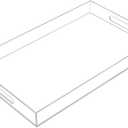 Clear Sturdy Acrylic Serving Tray with Handles-12x20Inch-Serving Coffee,Appetizer,Breakfast,Butler-Kitchen Countertop Makeup Drawer Organizer-Vanity Table Ottoman Tray-Decorative Tray