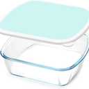NUTRIUPS Glass Baking Dish with BPA Free Lids, Square Baking Pan, with White Contrast Lid (Mint Green, 9 x 9)
