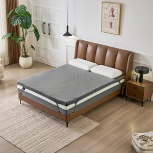 3 Inch Memory Foam Mattress Topper Bed Topper for Pressure Relief Full Size - CertiPUR-US Certified - Gel Cooling Mattress Pad with Removable Bamboo Cover,(Gray)