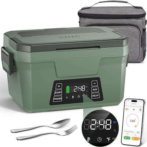 Monteka Cordless Electric Lunch Box for Adults, Rechargeable Heated Lunch Box with Scheduled Heating, Portable Food Warmer with Memory Function & Automatic Keep Warm, Christmas White Elephant Gifts